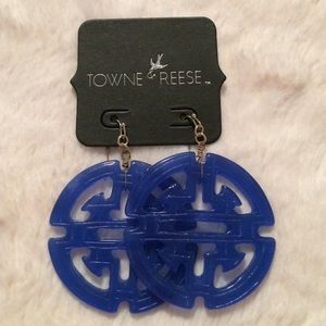 Towne & Reese Cobalt Blue Chinese Double Happiness Jillian Earrings